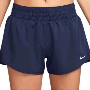 Nike Dri Fit Women's Deep Blue Athletic Shorts Women’s Medium Lined Logo Sporty